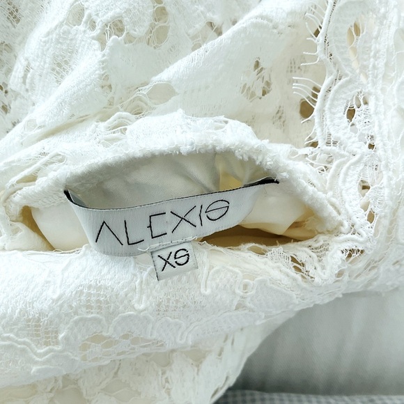 ALEXIS White Lace Ruffle V-Neck Mini Dress Women XS - Picture 5 of 6